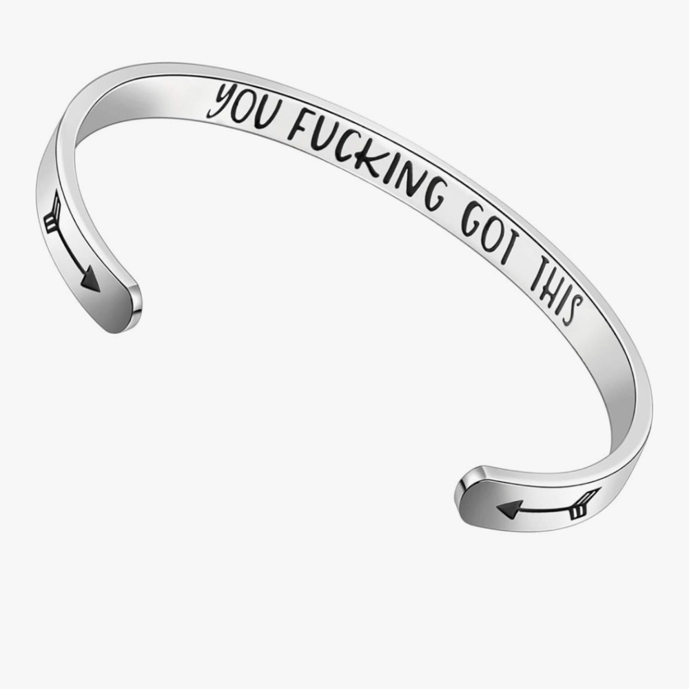 Motivational Silver Cuff Bracelet